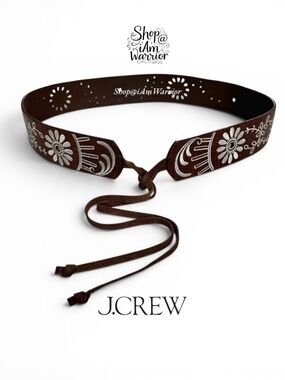 J.Crew genuine leather boho floral embroidered leather tie belt *shop@iamwarrior